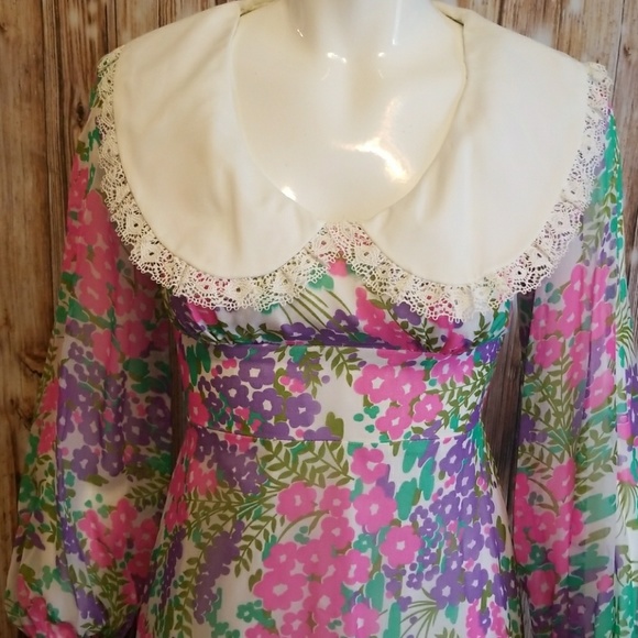 {vintage} Couture floral maxi dress - Picture 3 of 7